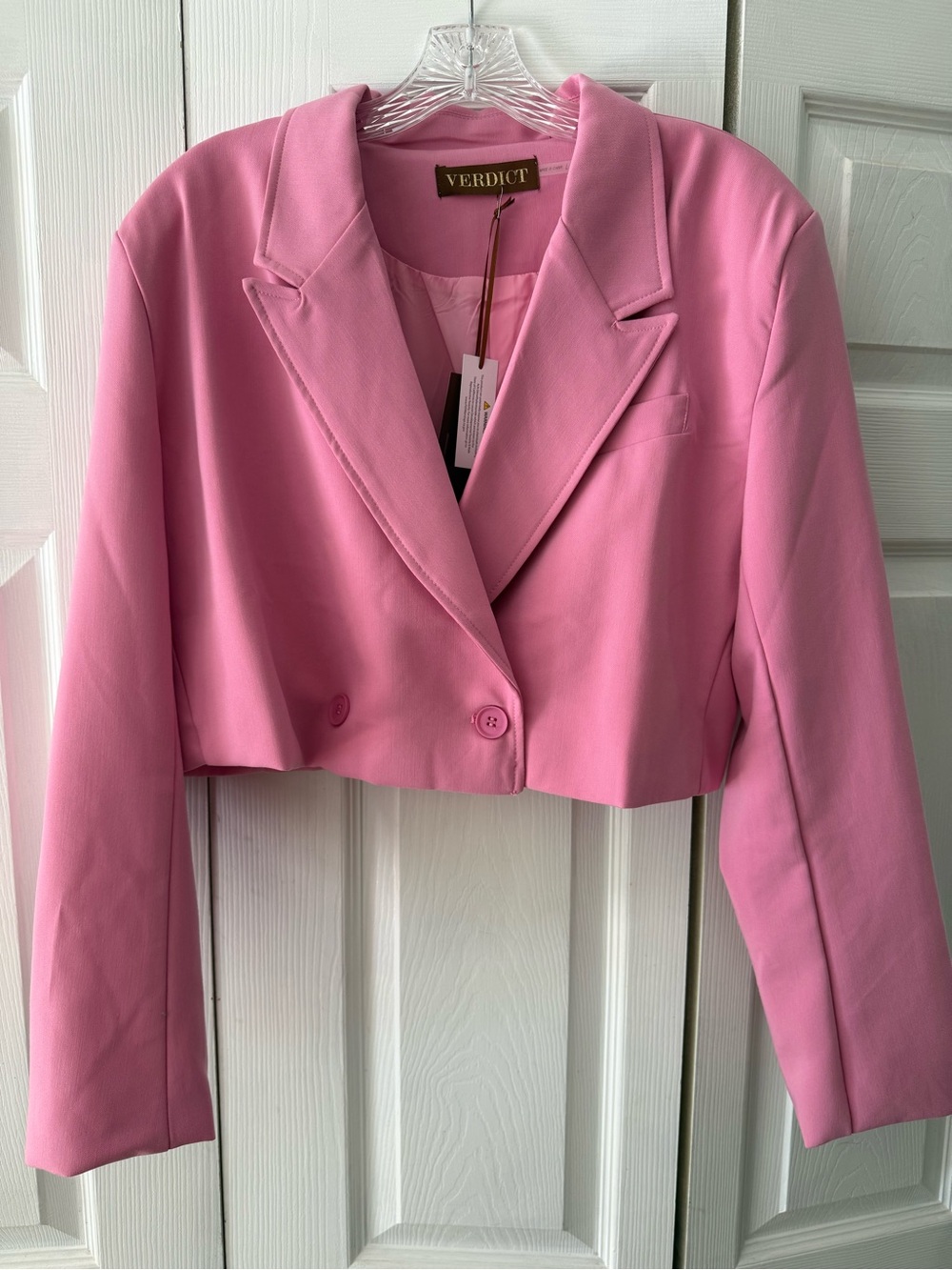 Pink Cropped Blazer Jacket
